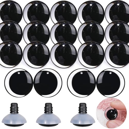 MUCUNNIA 100PCS 30mm Moon Safety Eyes for Crocheting with Washers Clear Safety Eyes for Amigurumi 3D Moon Crochet Eyes Doll Eyes for Animals Teddy Bear Crochet Toy Christmas Decorations