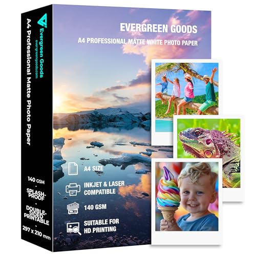 Papier photo A4 mat pour imprimante jet d'encre Canon HP Epson résistant 140g