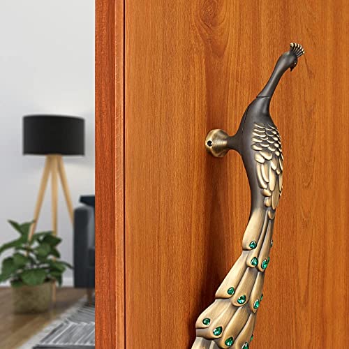 Image of LAPO Peacock Main Door Handles, Door Handle for Wooden & Glass Door Handle, Pull Handle for Home, Office, Hotels (Hole to Hole Size 250mm) Antique Finish-Left & Right Combo Set