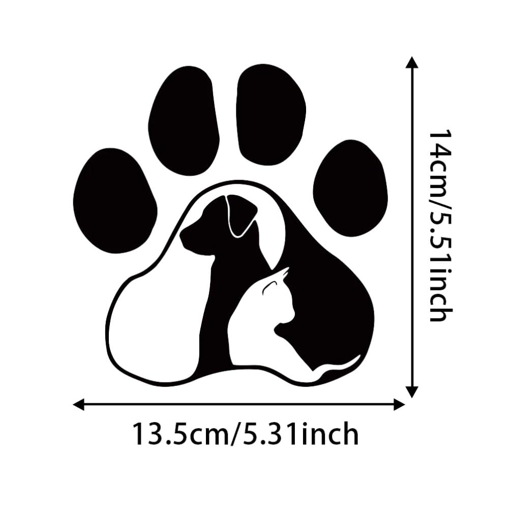 Lot de 2 autocollants de voiture mignons de 13,5 x 14 cm avec motifs de pattes de chien et de chat, autocollants en vinyle mignons pour voiture, camion, ordinateur portable, décoration durable pour - 3
