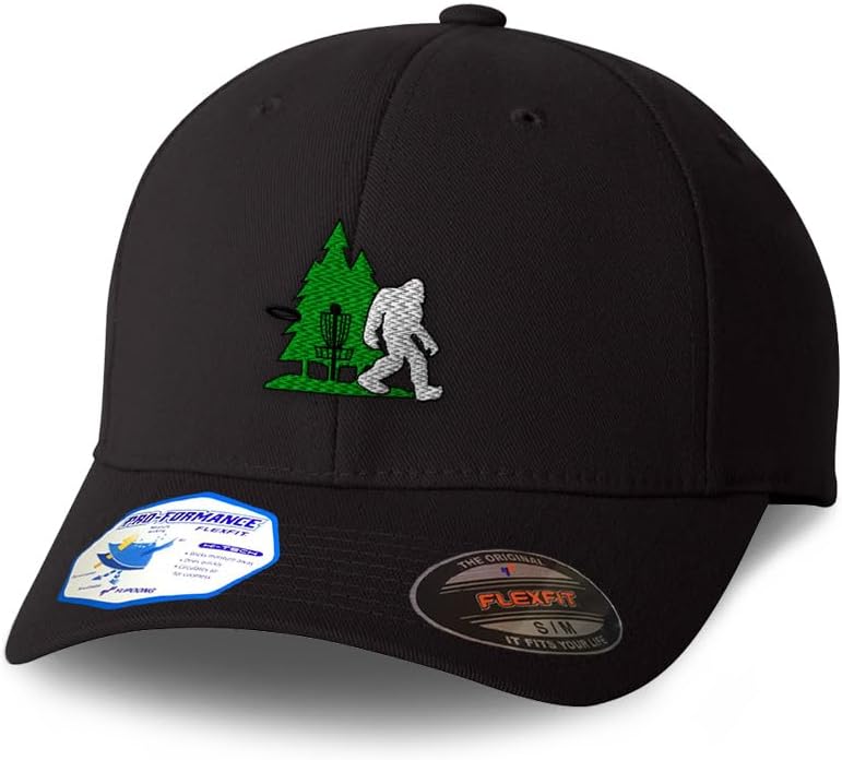 Flexfit Cap for Men & Women Embroidered Disc Golf, Tree and Yeti Embroidery Flexfit Hats Baseball Caps