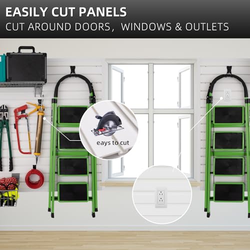 image for FRAYSCENT Slatwall Panels 4x8 ft Garage Wall Storage System, PVC Slat 