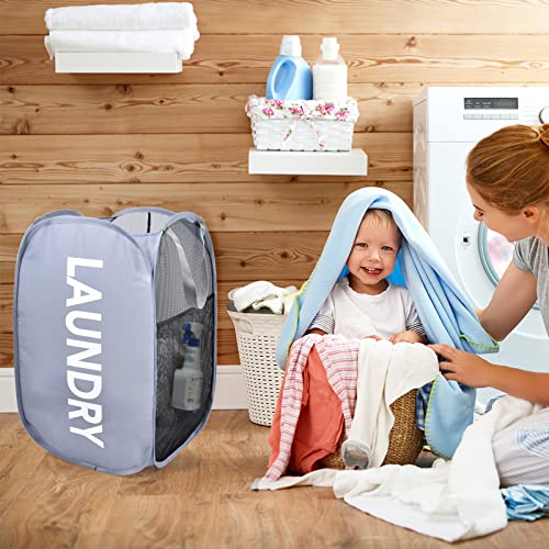 Pashop Pop-Up Laundry Hampers, Collapsible Strong Mesh Popup Laundry Hamper With Durable Handles Folding Pop-Up Clothes Laundry Basket (2Pcs/Black+Grey) #TOP5