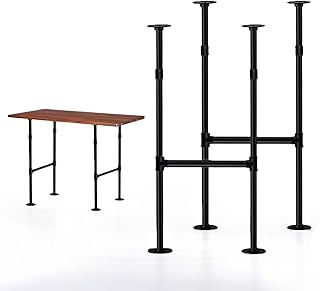 38 Inch Industrial Pipe Table Leg Set H-Shape Black Iron Base Legs Coffee & End Tables, Desks, Nightstand - Vintage, Mid-Century Modern Aesthetic 2 Pack