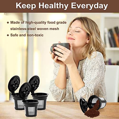 Keepow 2 Pack Reusable Cone Coffee Filter #4 & 4 Pack Reusable Coffee Pods For Ninja Dual Brew Coffee Maker, Permanent Coffee Filter For Ninja Cfp301 Cfp201 Replacement Part Accessories #TOP6