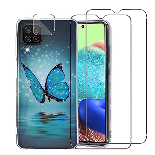 VEELELD Funda Compatible con Samsung Galaxy A12 con 2 Pack Cristal Templado Protector + Lente...