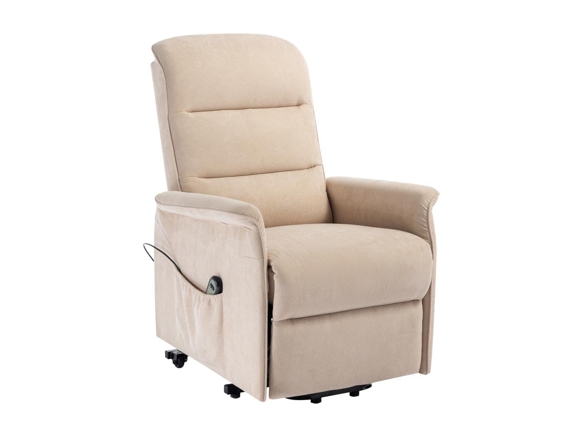 Vente-unique-Sillón reclinable eléctrico de Tela Beige Capucine