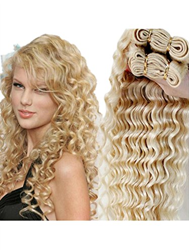 Wigsforyou@Brazilian Blonde Curly Hair Extensions Brazilian Deep Wave 613 Blonde Virgin Hair 1 Bundle Honey Blonde Brazilian Hair
