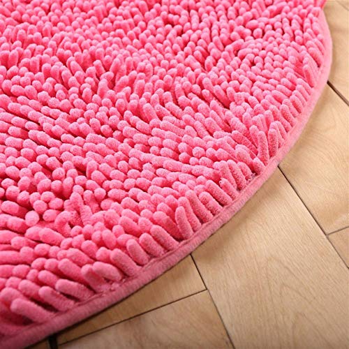Tapis rond en chenille jaune 120cm antidérapant et absorbant