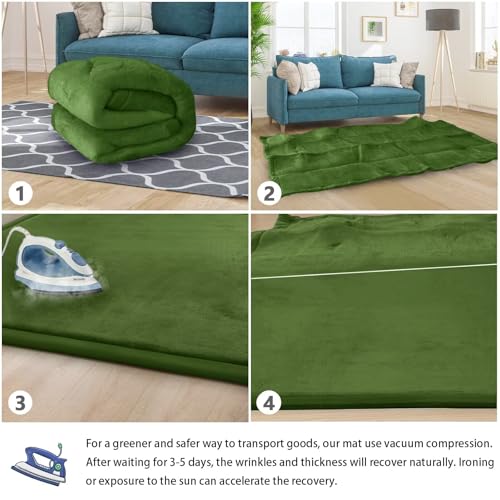 Image of Baby Play Mat for Floor Nursery Muscle Mat Area Playroom Rug 39 inchx59 inch Elastic Foam 1.3 inch Thick Crawling Mat for Babies,Toddlers, Infants,Kids (Moss Green)