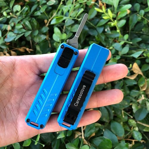 Automatic Utility Knife, Safety Black Box Cutter Retractable, EDC Push Button Knife, Exacto Scalpel Knife, 10PCS #23 Razor Blades Pocket Knife with Clip (Blue)