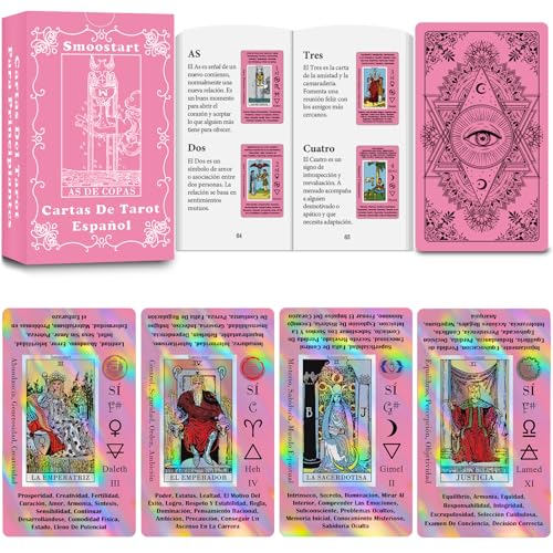 Smoostart Cartas Tarot Español Rosa para Principiantes con