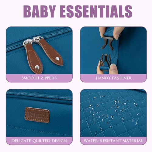 Image of Tuwubi Diaper Bag Tote,Baby Diaper Bag with Pacifier Case Large Travel Diaper Tote Caddy for Mom and Dad Multifunction Baby Bag - M-Teal