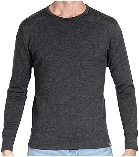 MERIWOOL Mens Base Layer 100% Merino Wool Heavyweight 400g Thermal Shirt for Men Charcoal Gray