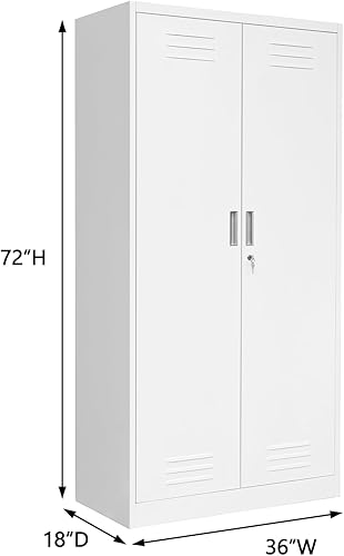 Miniatura 3 de CJF Gabinete de almacenamiento de metal, gabinete de almacenamiento con bloqueo de 72 pulgadas para garaje, oficina, hogar, escuela
