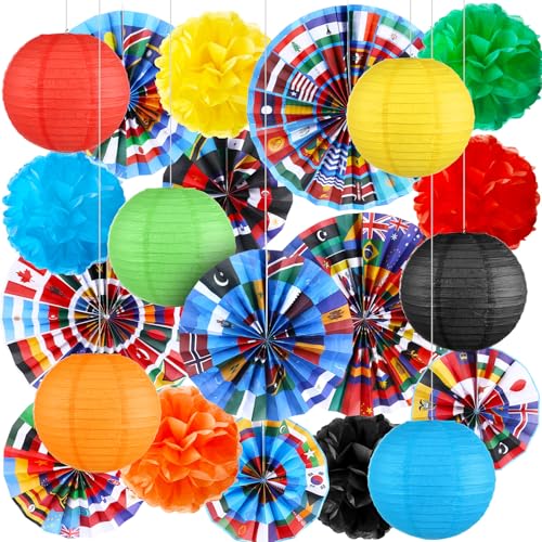 Éventails en papier et drapeaux du monde pour fêter les vacances scolaires