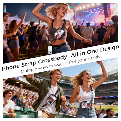 Image of Tiostep Clip and Go Strap for Phone with Wallet Crossbody Phone Lanyard and Detachable 4.5 x 6.5 Small Clear Bag for Stadium Events and Concert