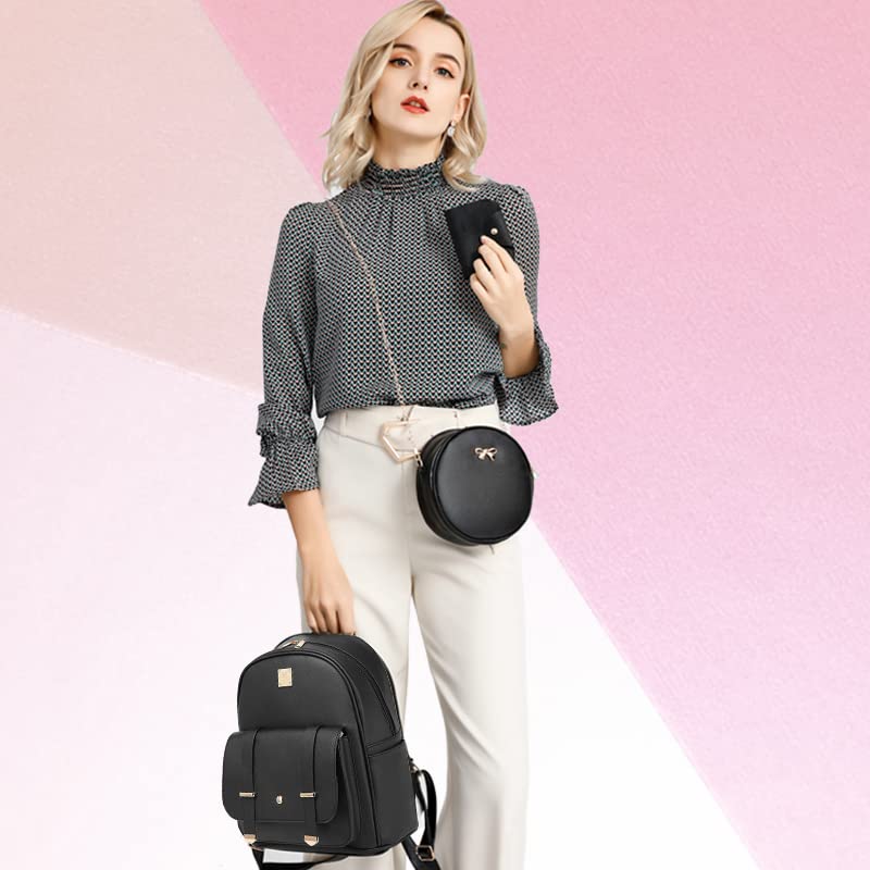 Image of MACCINELO Cute Leather Mini Backpack Purse for Women Bowknot Small Backpack for Girls gift Rucksack Ladies Shoulder Bag 3pcs