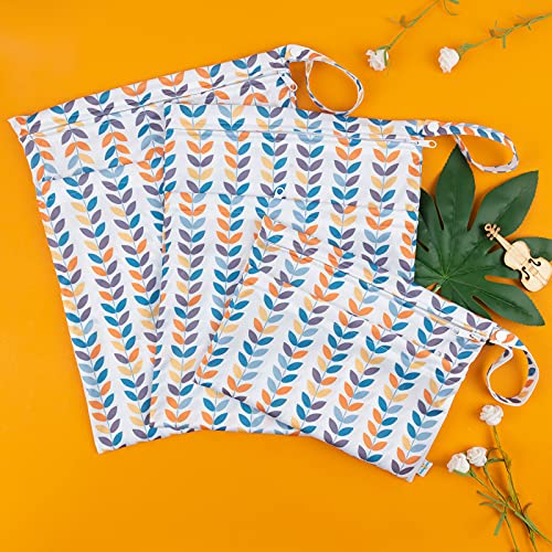 Image of Babygoal Wet Dry Bags for Baby Cloth Diapers, Washable Travel Bags, Beach, Pool, Gym Bag for Swimsuits & Wet Clothes with Two Zippered Pockets 3 Pack(S,M,L), 3SML03