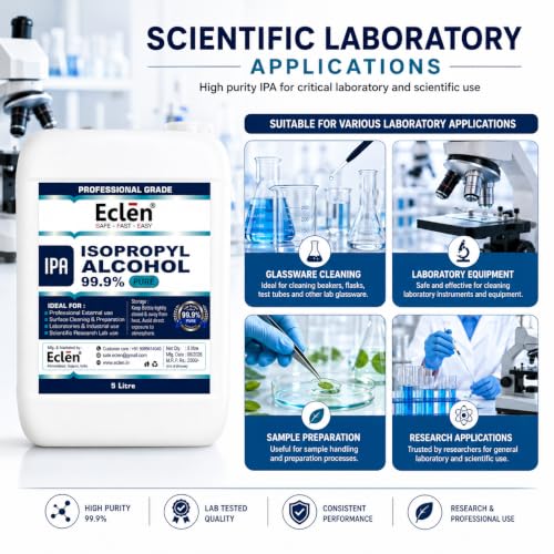 Image of ECLEN Isopropyl Alcohol 99.9% IPA | High Purity Isopropyl Rubbing Alcohol for Electronics Cleaning, Laboratory, Industrial, Surface Preparation & Technical Use (5000ml)