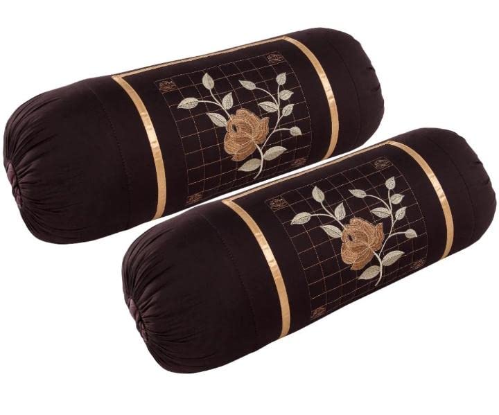 AH-Decor Micro Fiber Filled Checked Sage Cotton Pillow Takiya Combo Set of 2 for Bed Room - 16 * 32 Inch Size Pillow Set of 2 for Sleeping (Coffee Brown)