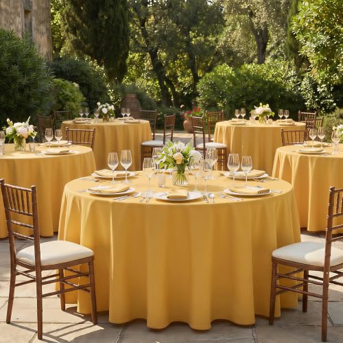 Fitable 6 Pack Gold Round Tablecloths - 70 Inches Round - Wrinkle and Stain Resistant Fabric Table Clothes, Washable Polyester Table Covers for Wedding, Party, Banquet, Formal Events by Fitable - Used condition - Image 6