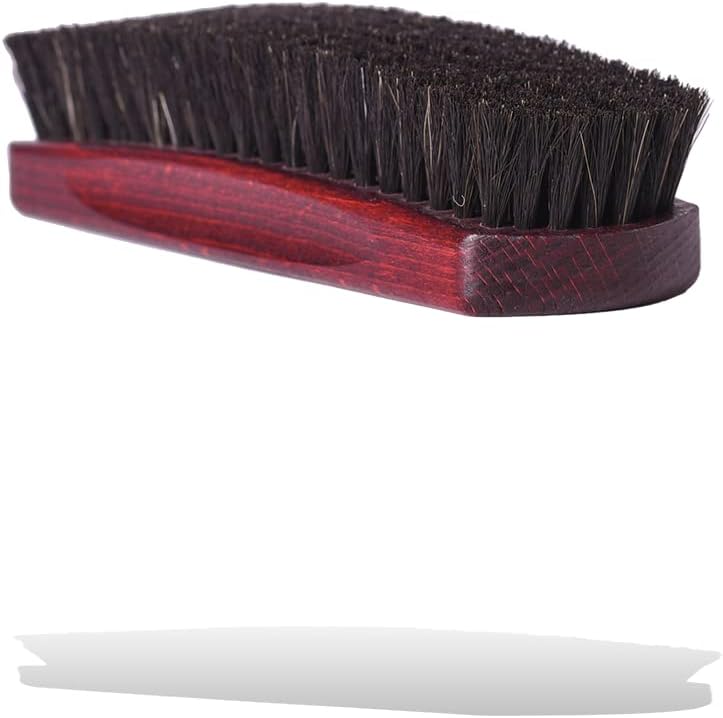 Valentino Garemi Prime Shoe Brush – Superior Shine & Polish - Real Horse Hair & Large Mahogany Dye Wood Handle –Made in Germany (Dark Bristles)