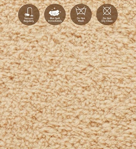 Image of Obsessions Large Indoor Polyester Carpet with Solid Pattern Felt Backing, Ideal for Bedroom & Living Room 160x230cm, Beige