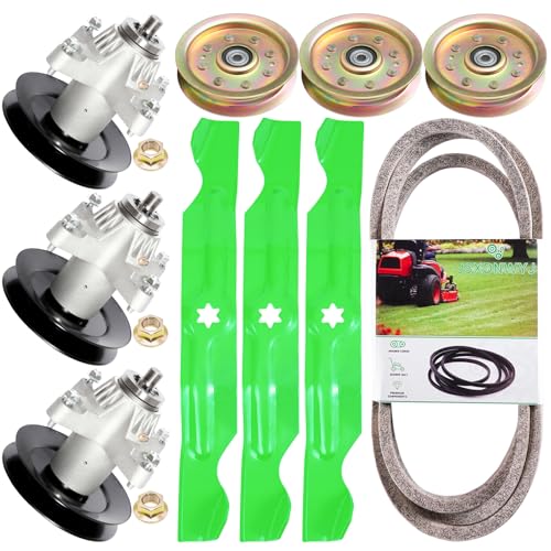 JSXDNWYJ 50 Inch Mower Deck Rebuild Kit for Cub Cadet RZT50 RZT-50 ZT-50 MTD LT1050 Troy Bilt Mustang XP 50 Mower 3 Spindle 618-04126 3 Blade 742-04053 1 Belt 754-04044 3 Idler 753-08171