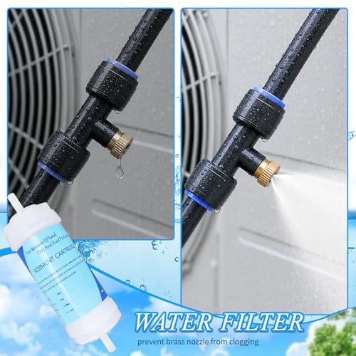 Image of AC Condenser Misting Cooling System with Garden Timer & Water Filter & Cutter, Air Conditioner Evaporative Cooling Kit for Residential AC Units, Sun-Exposed Condensers&High-Temperature Climate Homes