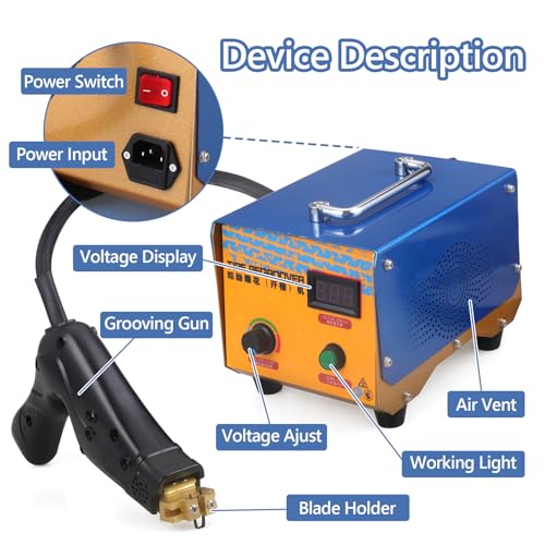 Image of Tire Groover Machine, 1000W Rubber Tire Regroover Machine, Tire Grooving Tool, Professional Tire Groover with 20 pcs U /V-Shaped Blades for Rubber and Tires 110V