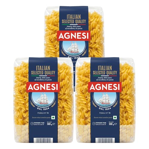Image of Agnesi Fusilli Pasta, 500g Pack of 3 l Imported from Italy l