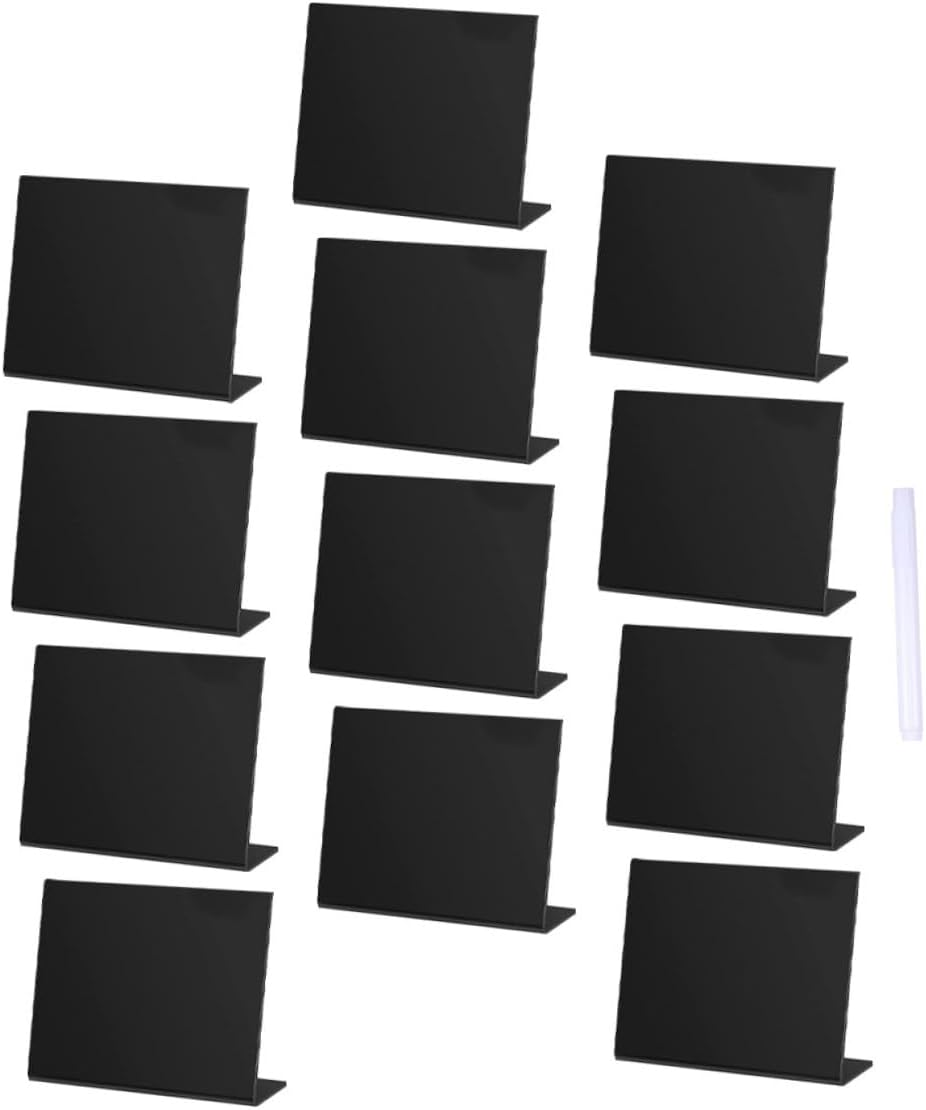 Kichvoe Small Blackboard Memo Board Acrylic Tabletop Chalkboard Sign with Pen 12pcs Set Black Message Board for Party Wedding Home Décor