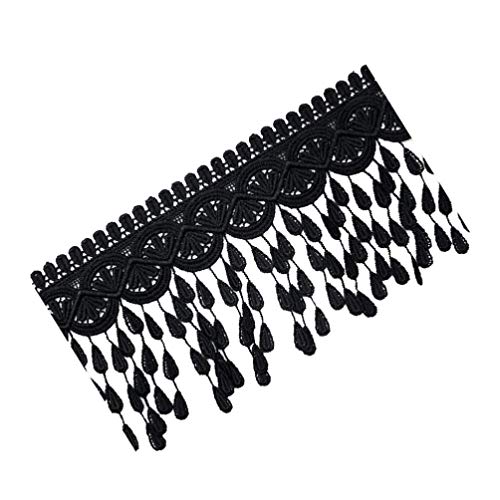 OLYCRAFT Fransenborte Mit Perlen & Spitze (Schwarz) – 2,7 M, 7,1 Cm Breit Für Nähen, Deko & Hochzeit