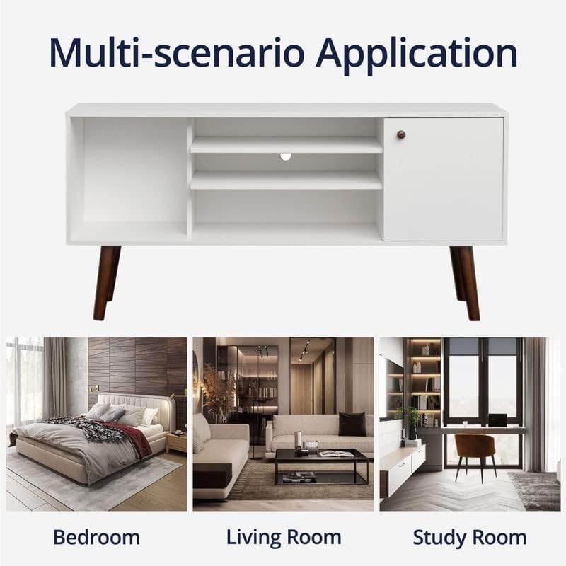 Miniatura 3 de Soporte de TV moderno de mediados de siglo de 51 pulgadas para TV de 5560 pulgadas, centro de entretenimiento de madera con gabinete de