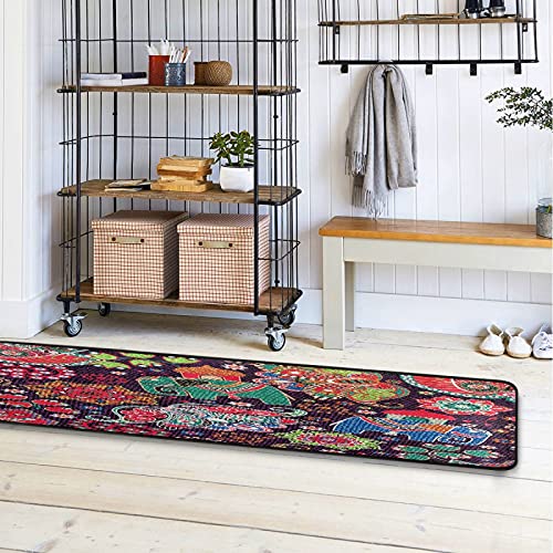 Nander Paisley Elephant African Design Hallway Kitchen Runner Rug (Non-Slip) Rubber Backing Area Rug, 24" X 72" Long Floor Mats For Home #TOP6