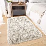 BedLooms Rugs Living Room 60x110 cm – Cream Area Rugs for Bedroom Anti Slip – Modern Super Soft Plush Carpets Fluffy Shaggy Rug for Lounge, Dining Room – Non Shedding Bedside Rug for Kids Room