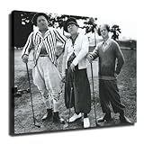 The Three Stooges Golfers Golfing Teeing Off 9 Irons Poster Print Canvas Posters Wall Decor Paintings for Living Room Bathroom Bedroom (Framed,08×10inch)