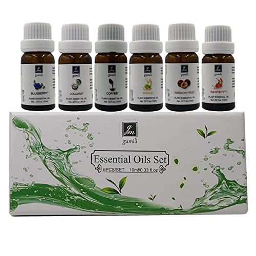 Essential Oils Blueberry Coffee Coconut Mango Raspberry Passion Fruit For Diffusers Aromatherapy, Premium Fragrance Oils For Humidifiers, Candles Soap Making Pure Natural - 6X10Ml #TOP5
