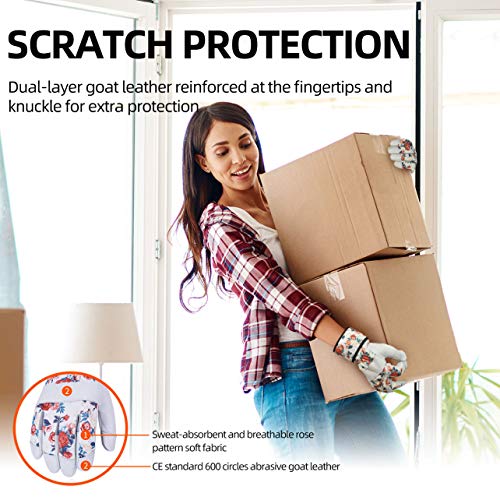 Vgo... 1-Pair Premium Genuine Goat Leather Puncture Resistant Palm And Fingertips Gardening Gloves (Size M, White, Ga3561) #TOP3