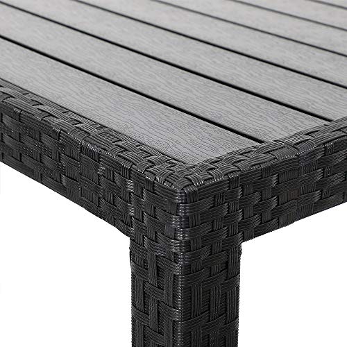 Deuba Poly Rattan Garden Dining Table Chairs Set Furniture WPC Tabletop