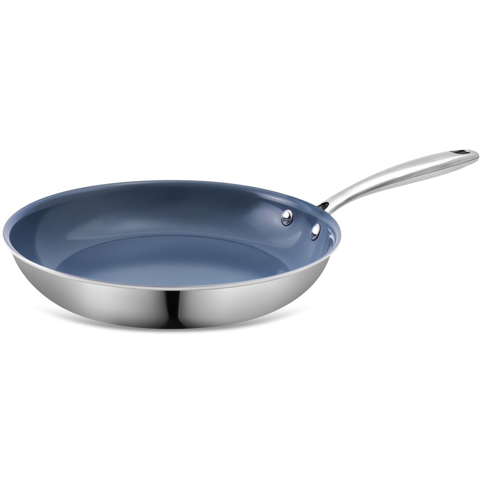 Stainless Steel Nonstick Frying Pan, 8 Inch Healthy Non Toxic Ceramic Coating Cookware