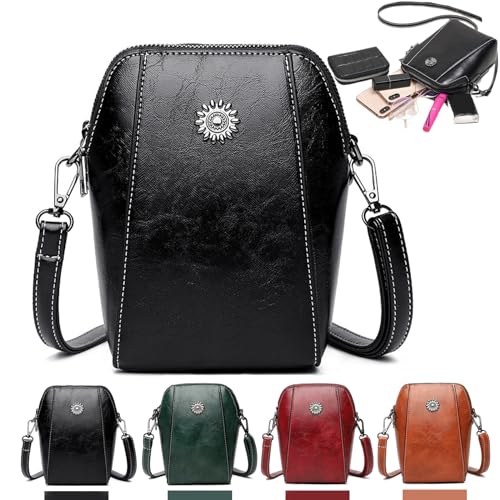 All-match Vertical Cellphone Bag,Crossbody Leather Shoulder Bags and Clutches,Crossbody Handbags Retro Messenger Bag