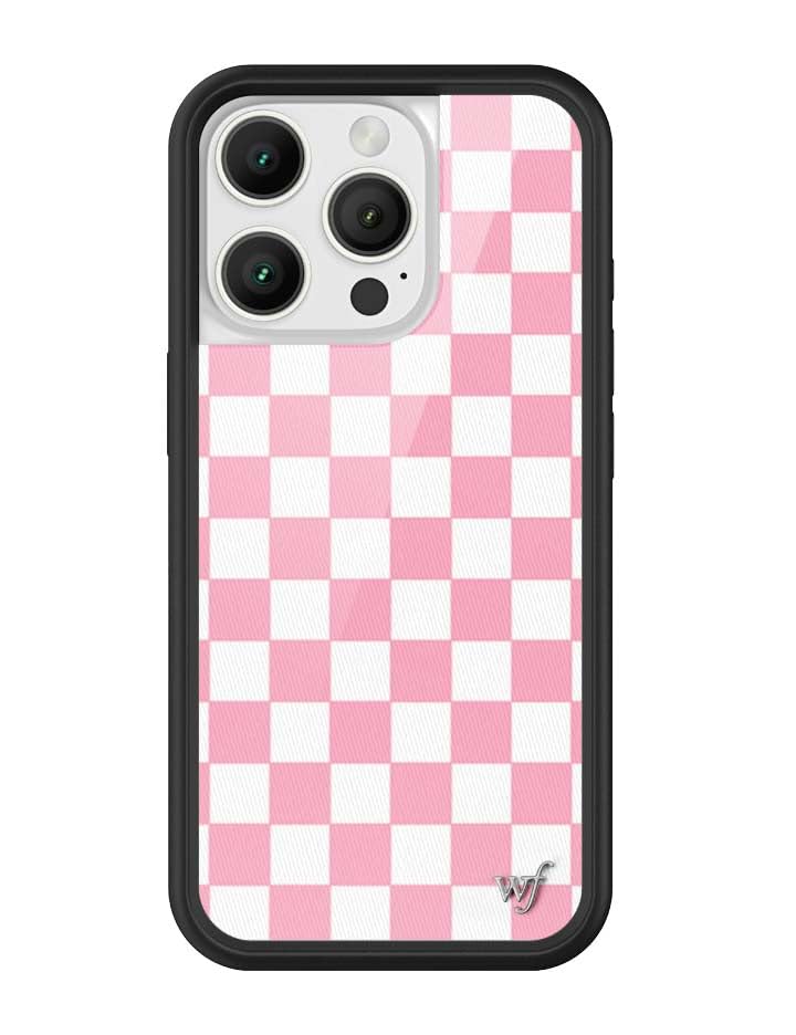 Image of Wildflower Cases - iPhone 16 Pro Compatible - Checkers Pink | Impact-Certified 6.5 ft Drop Protection Case, Raised Protective Bumper, Cute Aesthetic Design, Women-Owned Small Business