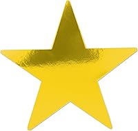 Vista 1 de Beistle Paquete de 24 recortes de estrellas doradas de aluminio, decoraciones de fiesta para celebraciones festivas, suministros de noche