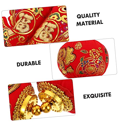 DECHOUS 2pcs String Lantern Ornaments Red Ornament Chinese Knot Tassels Decorations New Year Japanese Decorations Festival Lantern Hanging Ornament Flocking Cloth Small Lantern Christmas
