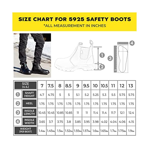 Tiger Safety Men's CSA Steel Toe Leather Work Safety Boots 5925, Black, Size 10.5 - Image 7