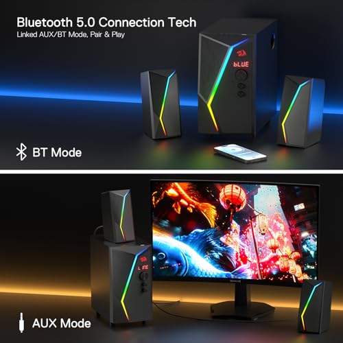 Altavoces 2.1 Redragon GS520-PRO con Bluetooth FM USB SD y AUX 6