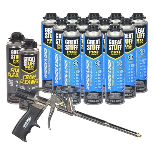 GREAT STUFF PRO Window and Door - Polyurethane Foam Sealant. Air Tight, Water Resistant Seal. Low Expansion, Insulating Foam. Off White, Pack of 12. Applicator Gun, Cleaner Included