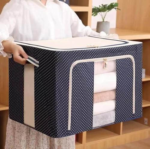 Image of Multipurpose Plastic Rectangular Storage Boxes with and Handle Matte Finish for Saree, Laptop, Books (set of 1, 66 L STORAGE BAG)